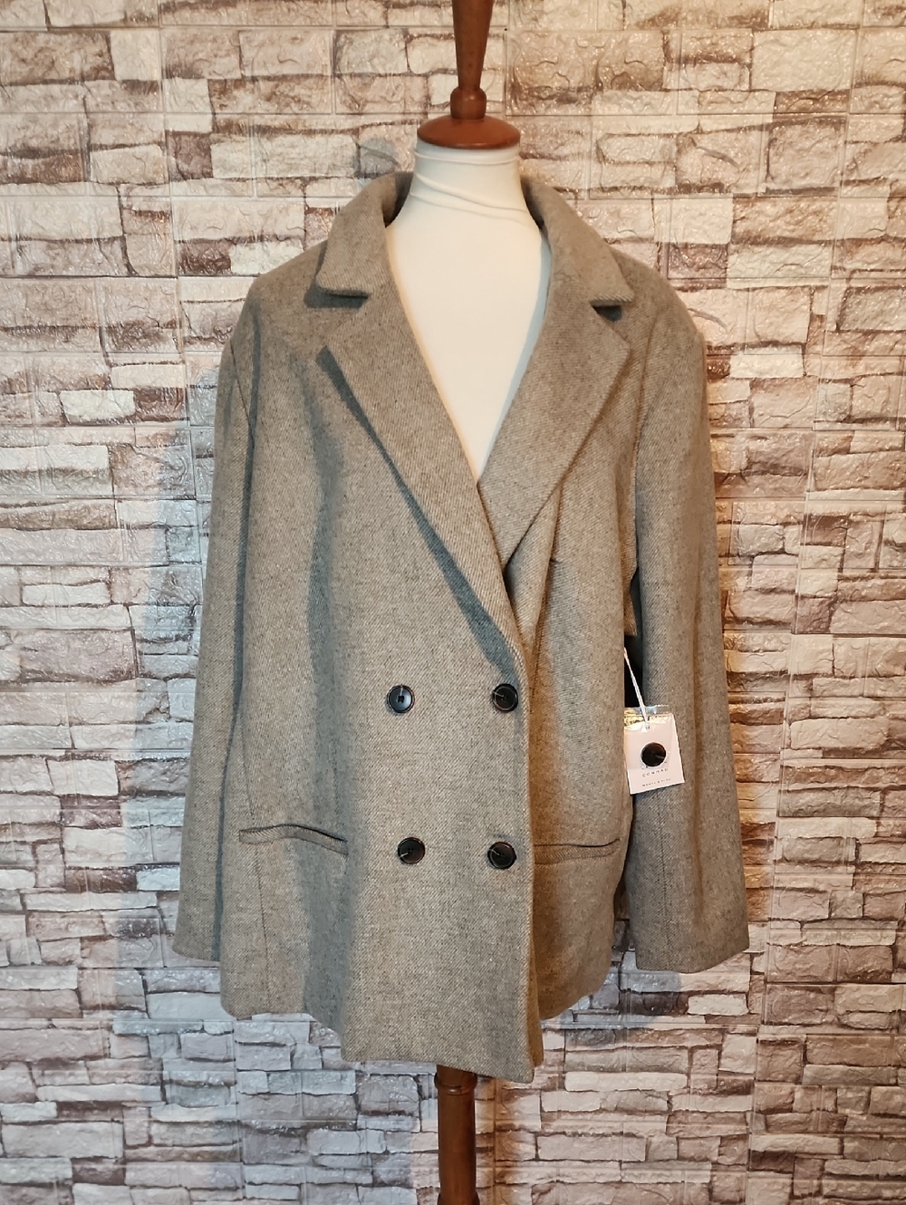 LC Lauren Conrad Gray Double-Breasted Coat Brand New